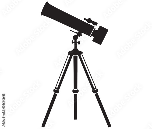 Telescope silhouette icon. Telescope silhouette logo vector