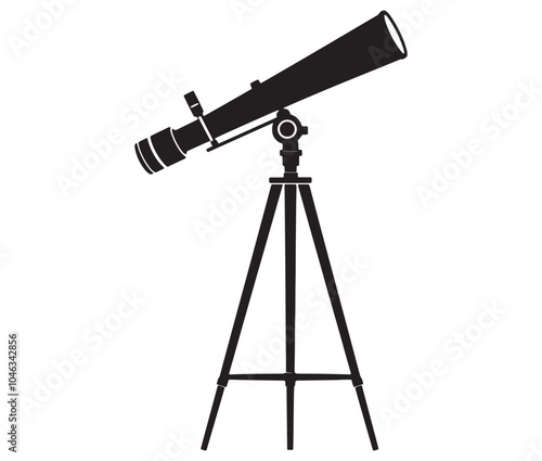 Telescope silhouette icon. Telescope silhouette logo vector