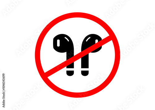 no Earbuds icon- sign concept