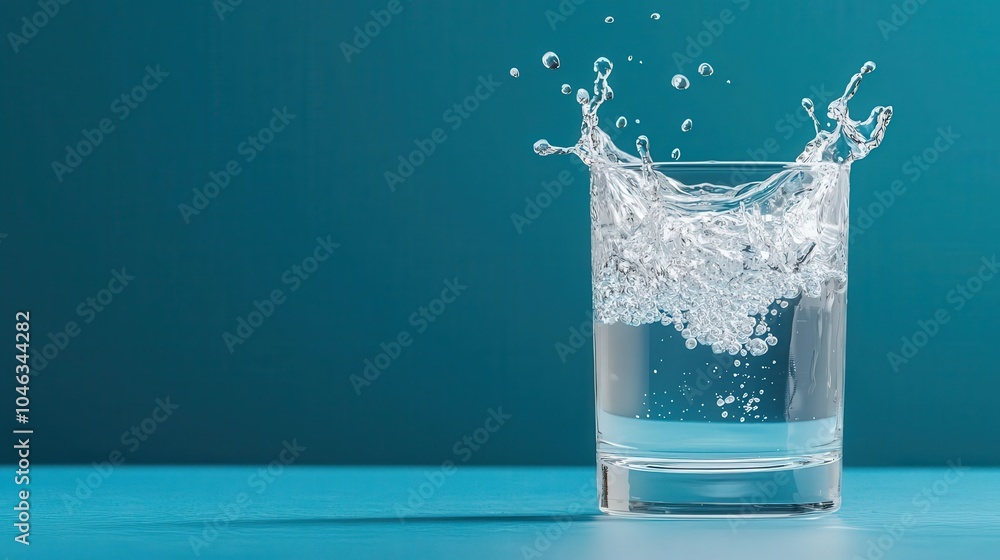 Water splashing out of a glass, frozen in time, capturing the energy and purity of hydration, water splash, dynamic and refreshing Water splashing out of a glass, frozen in time, capturing the energy and purity of hydration, water splash, dynamic and refreshing