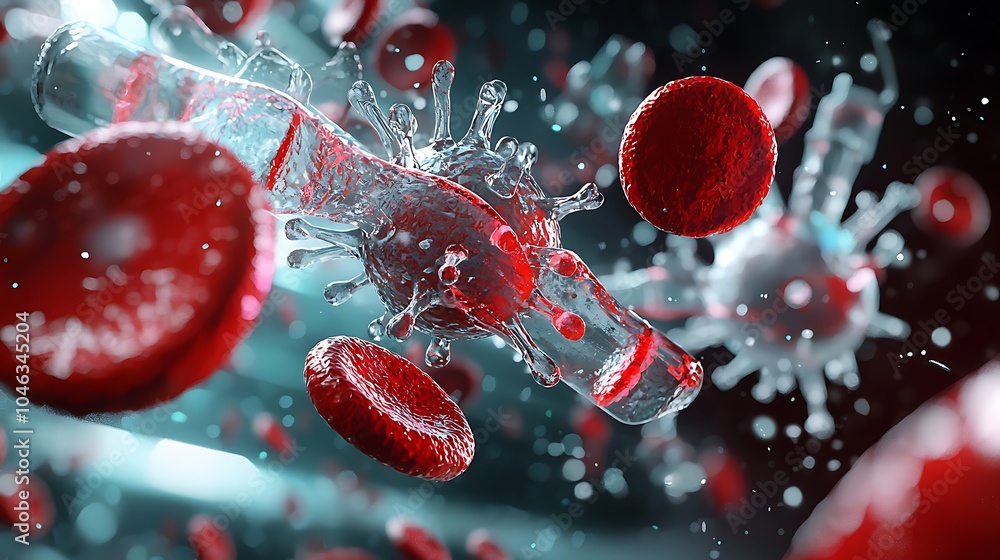 Fototapeta premium Detailed view of white blood cells under a microscope emphasizing their role in the immune system