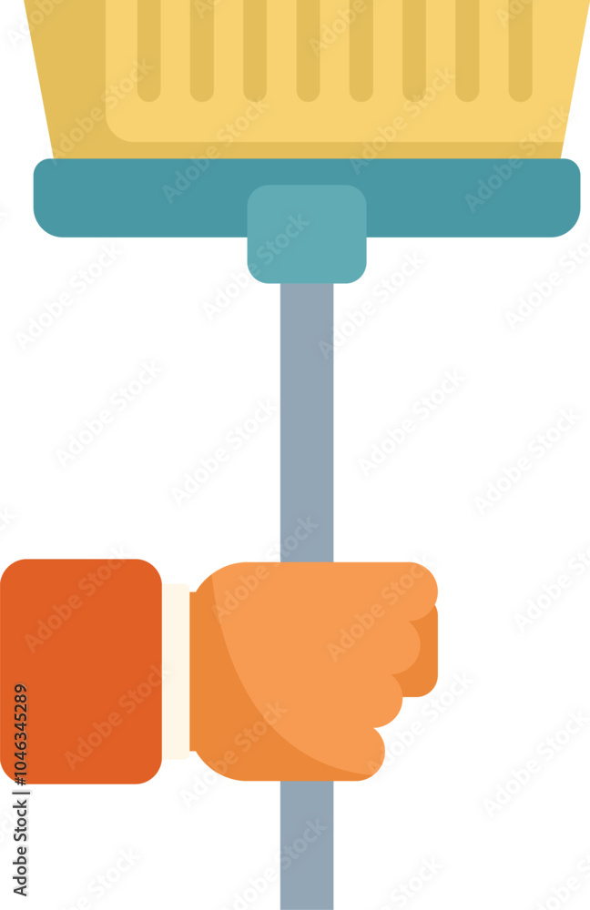 Hand holding a scrub brush, ready for cleaning and washing the floor Hand holding a scrub brush, ready for cleaning and washing the floor