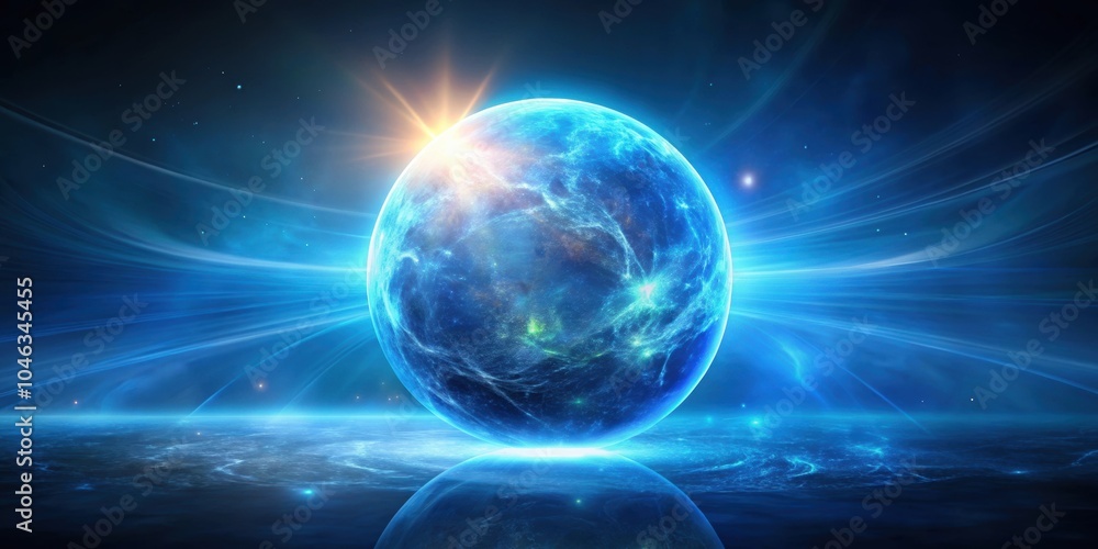 Abstract round blue sphere glowing with energy magic molecule, atoms, particles, dots cosmic background, energy, magic, molecule Abstract round blue sphere glowing with energy magic molecule, atoms, particles, dots cosmic background, energy, magic, molecule