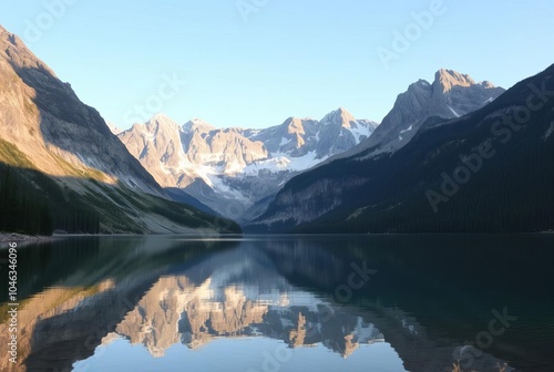 Mountain Lake A serene lake nestled in the mountains with reflec photo