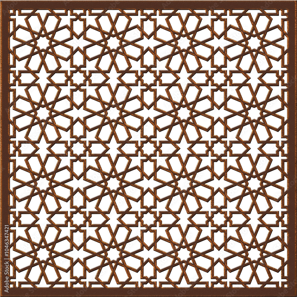Islamic girih middle eastern geometric pattern. Muslim star ornament. Arabesque wall panel, mashrabiya metal casting. Mosque decoration metal grating. Authentic arabian style. Isolated illustration Islamic girih middle eastern geometric pattern. Muslim star ornament. Arabesque wall panel, mashrabiya metal casting. Mosque decoration metal grating. Authentic arabian style. Isolated illustration