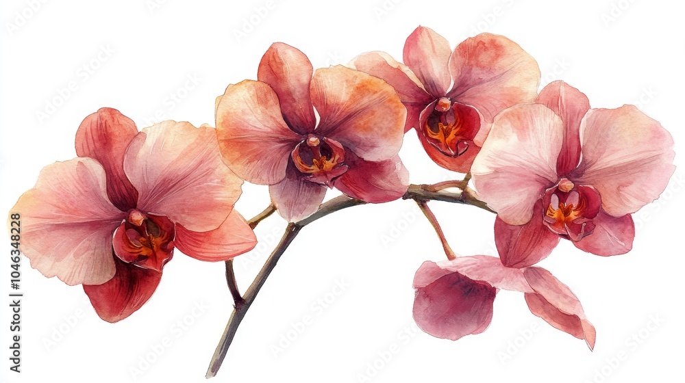 Fototapeta premium Watercolor Phalaenopsis Orchid Art for Decoration or Gift Generative AI