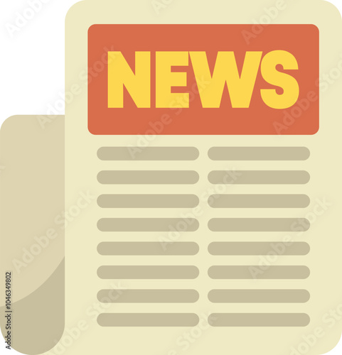 Simple flat illustration of a newspaper featuring a prominent news headline