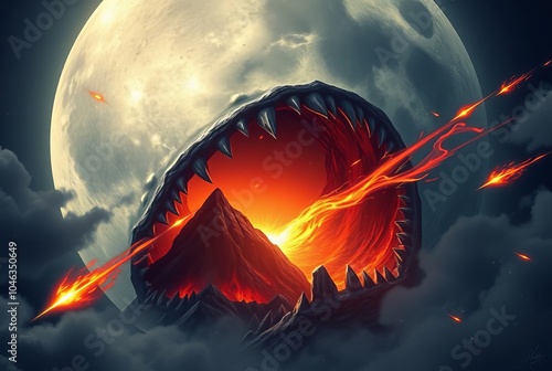 A moon with a gaping maw that swallows meteors and comets Its te