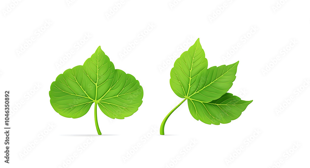 Fototapeta premium A simple, minimalist leaf design symbolizing nature and sustainability, isolated on a plain white background.