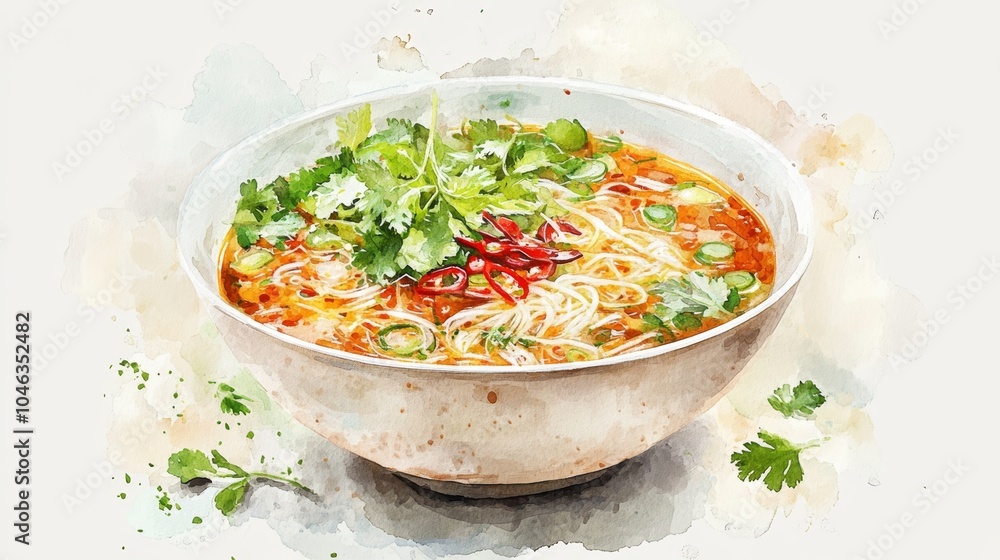Traditional Vietnamese Pho Bowl with Herbs and Noodles, Perfect for Food Blogging or Restaurant Menu Generative AI Traditional Vietnamese Pho Bowl with Herbs and Noodles, Perfect for Food Blogging or Restaurant Menu Generative AI