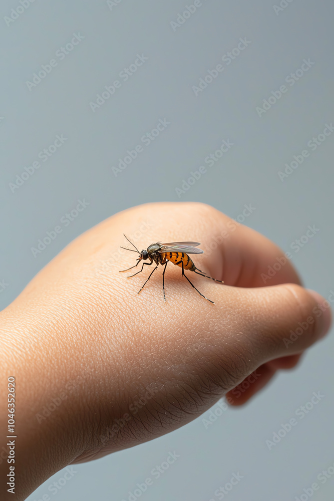 Obraz premium A close-up encounter a bug on a hand highlighting the intricacies of insects and human interaction