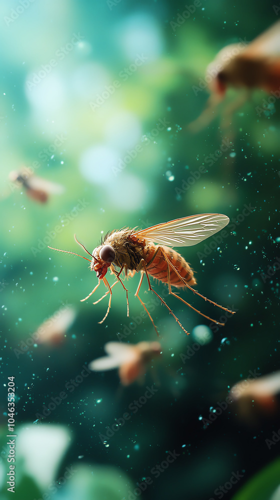 Naklejka premium Exploring the microscopic world a close-up on fruit flies in their natural habitat