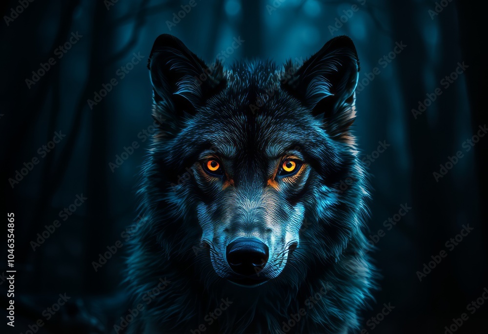 Wolf's Glowing Eyes Highlight the eyes of a wolf with edge light Wolf's Glowing Eyes Highlight the eyes of a wolf with edge light
