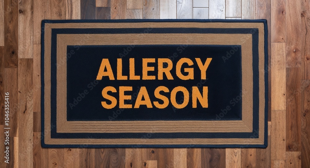 Obraz premium allergy season text on mat rug in wooden floor background
