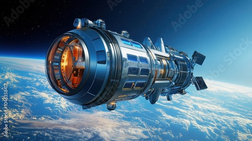 Futuristic Energy Factory in Space Environment