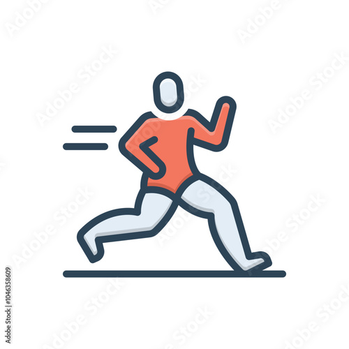 Color illustration icon for running