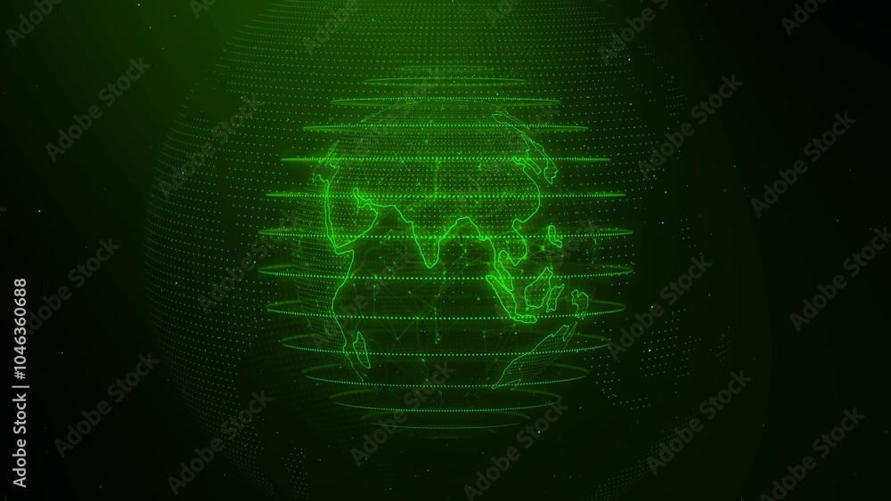 Digital Green Hologram of Earth Digital Green Hologram of Earth