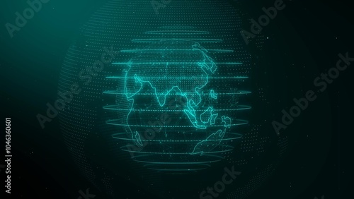 Digital Earth with Glowing Lines and Dots