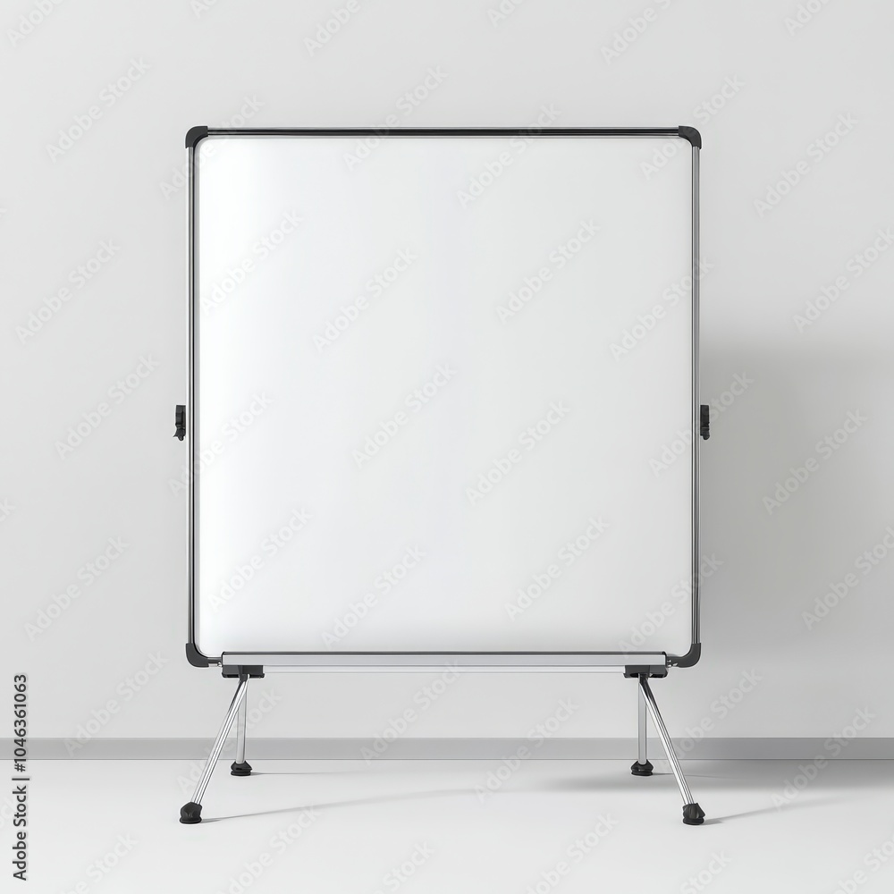 A blank whiteboard on a stand, ready for presentations or brainstorming sessions. A blank whiteboard on a stand, ready for presentations or brainstorming sessions.