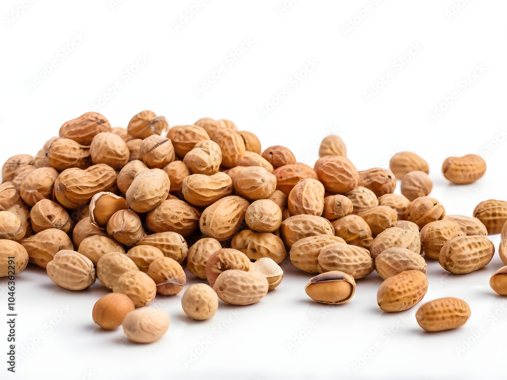 Peanuts on white background,nuts and dried fruits Peanuts on white background,nuts and dried fruits