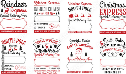 Santa Sack design Bundle, North pole mail special delivery,  Christmas Express SVG, Christmas Gift Bag svg bundle, North Pole Post office design