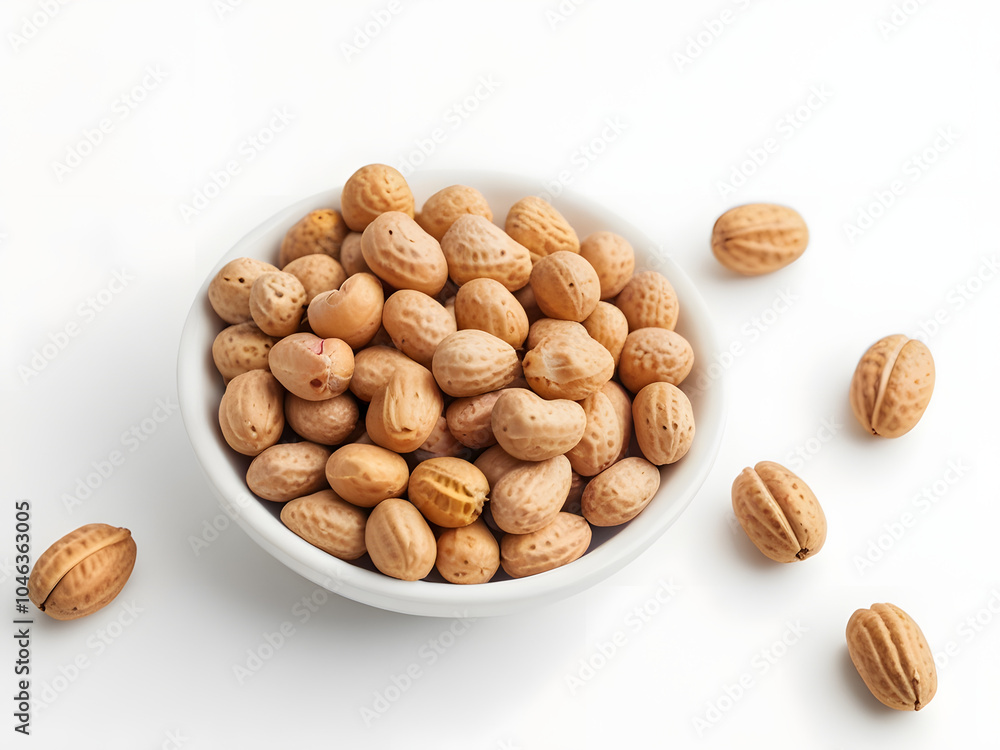 Peanuts on white background,nuts and dried fruits Peanuts on white background,nuts and dried fruits