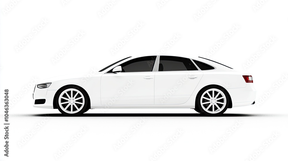 Fototapeta premium Sleek White Sedan in Profile