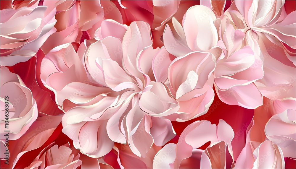 Fototapeta premium Peony (Wealth, Honor)_ A luxurious abstract design made of peony petals in soft pinks and reds.