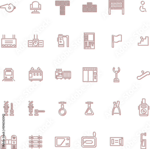 駅関連アイコンセットカラーシャドウ