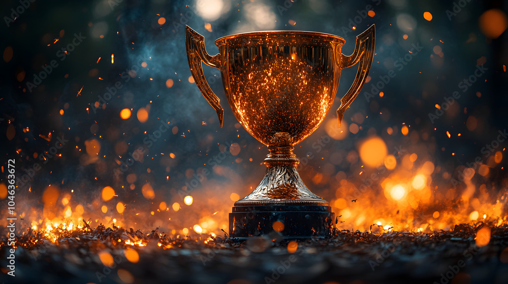 A Shiny Trophy Surrounded by Falling Confetti, Representing Victory, Achievement, and Celebration. Symbolic Image Highlighting Success, Awards, and Honoring Accomplishments in Sports, Competitions, or A Shiny Trophy Surrounded by Falling Confetti, Representing Victory, Achievement, and Celebration. Symbolic Image Highlighting Success, Awards, and Honoring Accomplishments in Sports, Competitions, or