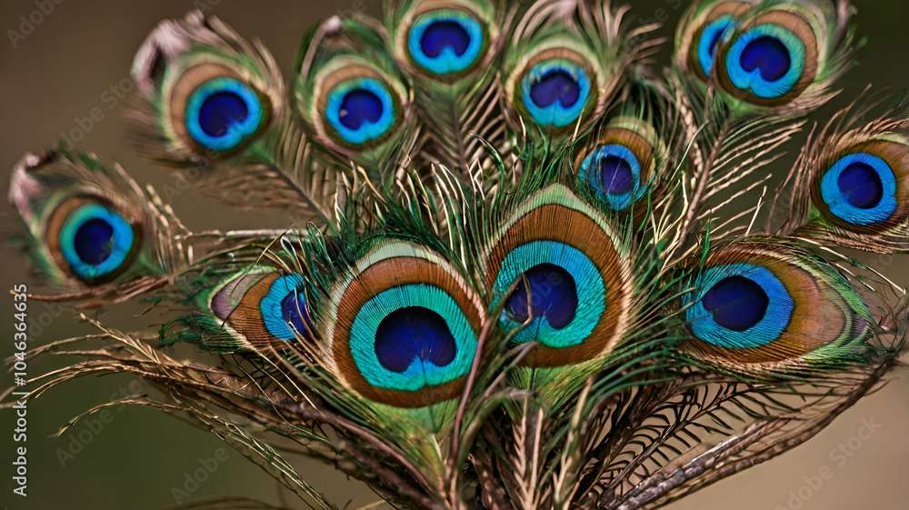 Fototapeta premium Peacock Closeup photo, feathers 