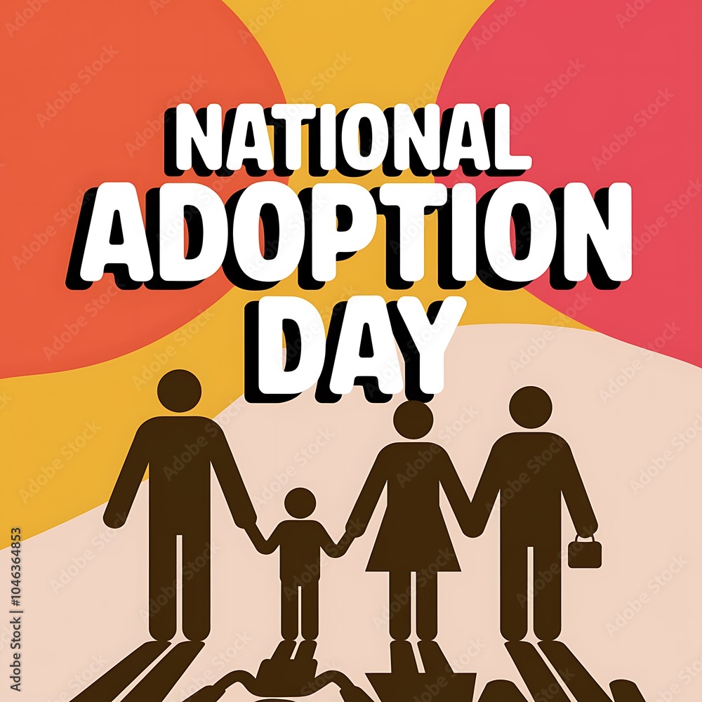 National Adoption Day Illustration with Family Silhouette National Adoption Day Illustration with Family Silhouette