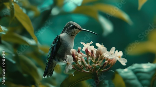 Bee Hummingbird on a Flower photo