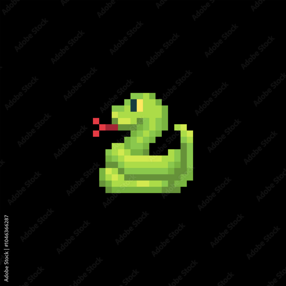 Obraz premium Snake pixel art isolated vector illustration. Element design for stickers, logo, embroidery, mobile app.