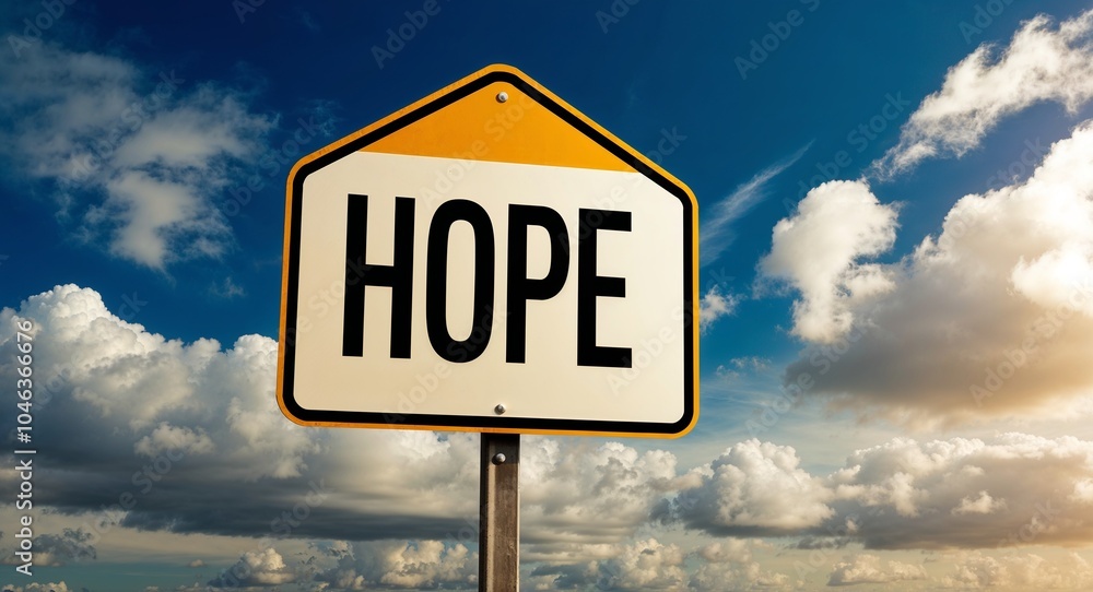 hope text on road sign with clouds and sky background hope text on road sign with clouds and sky background