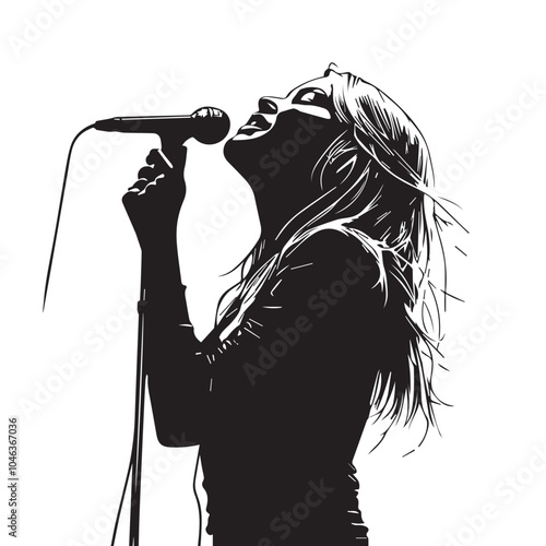 silhouette of a person with a microphone