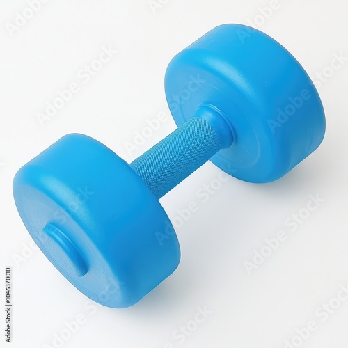 Blue Rubberized Dumbbell with Speckled Surface, Compact and Ergonomic for Lightweight Training, Isolated on White 