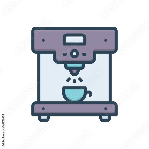 Color illustration icon for coffee machine