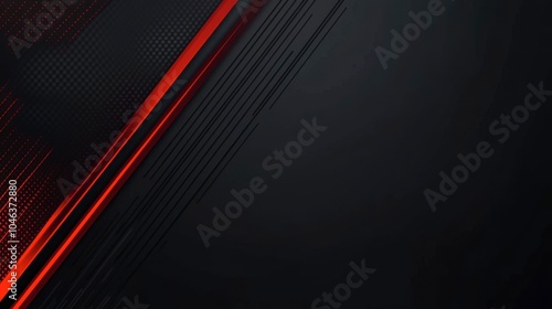 A smooth matte black canvas is adorned with vibrant neon red lines in a mesmerizing abstract pattern. The design offers clean space for text, showcasing a striking minimalistic aesthetic.