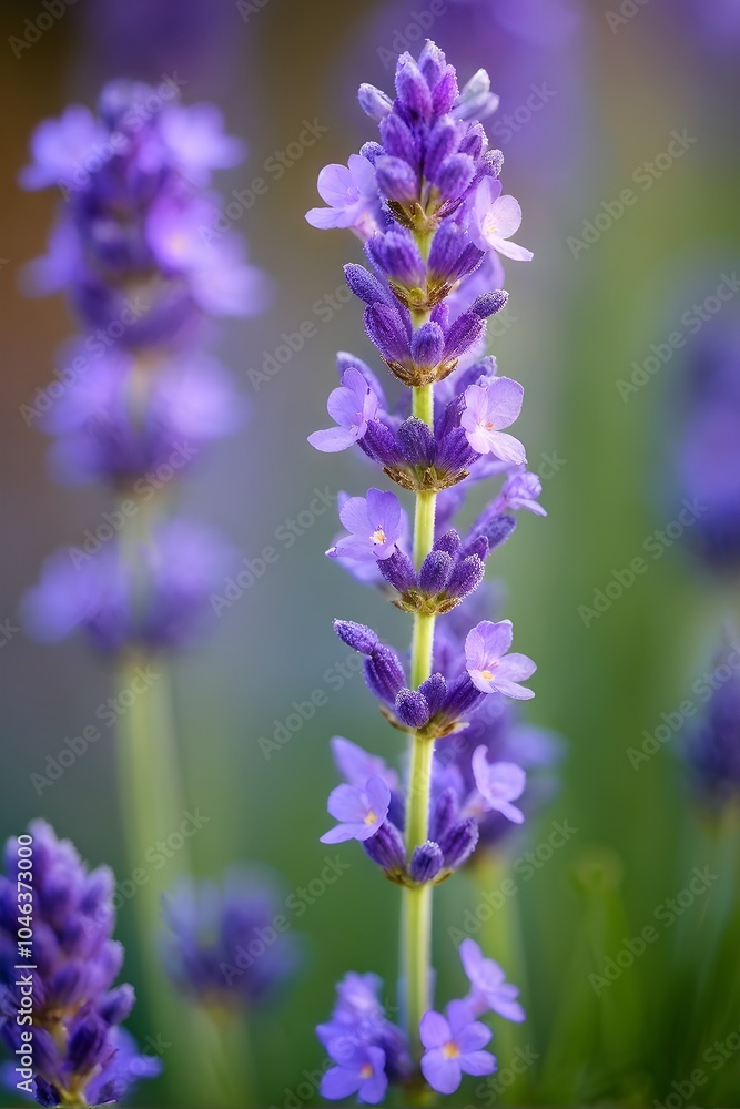 Obraz premium Detailed macro of a lavender flower (Lavandula angustifolia)