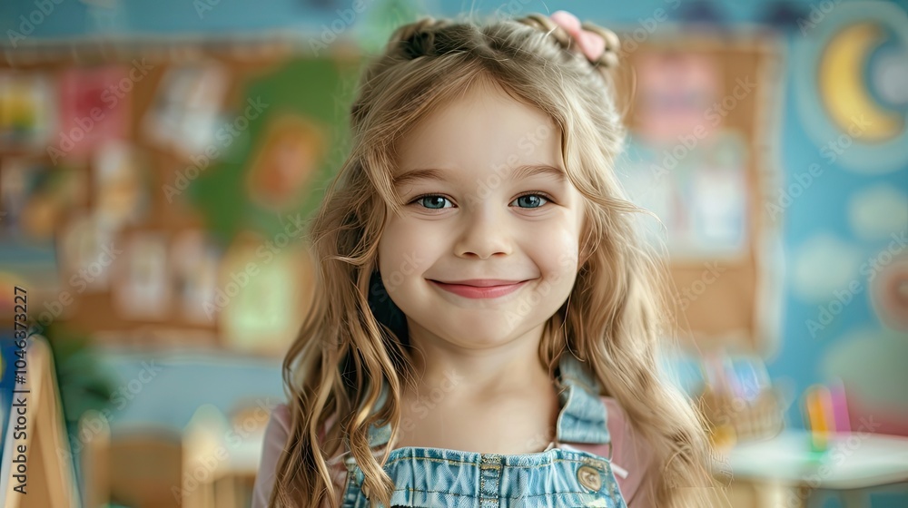 Smiling little girl in classroom. Smiling little girl in classroom.