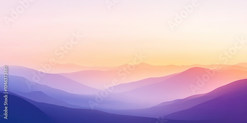 Chinese style yellow purple mountains dusk landscape painting illustration