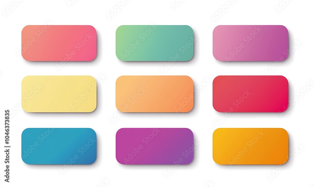 Blank banners in different colors design, each with rounded corners and a white background design. The banners should have thin borders at the top to make them look like tags or label design Blank banners in different colors design, each with rounded corners and a white background design. The banners should have thin borders at the top to make them look like tags or label design