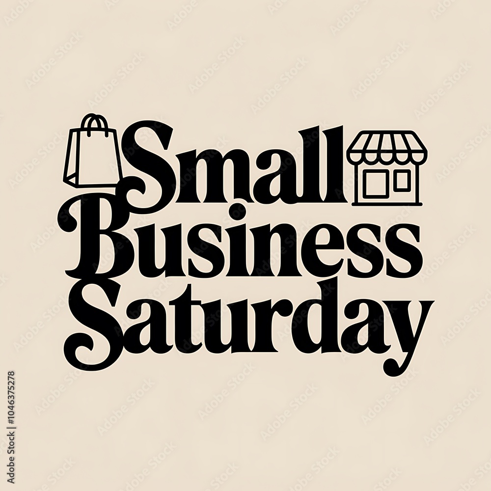 custom made wallpaper toronto digitalSmall Business Saturday Text with Shopping Bag and Storefront Icons