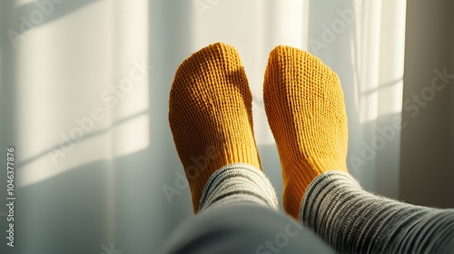 Bright Mismatched Socks in Morning Sunlight