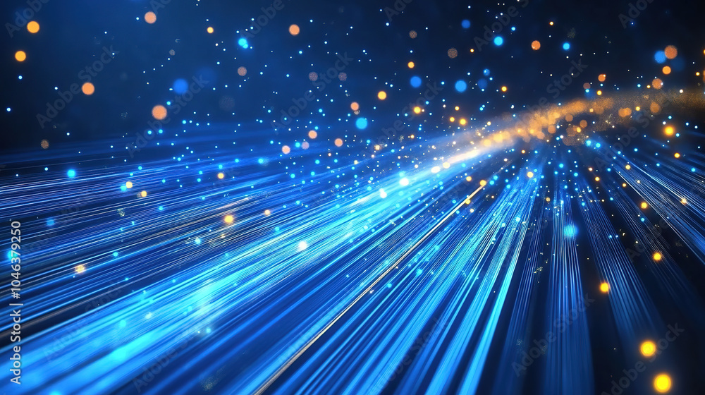 Fototapeta premium Blue Particle Dot Line Virtual Digital Space Technology Background