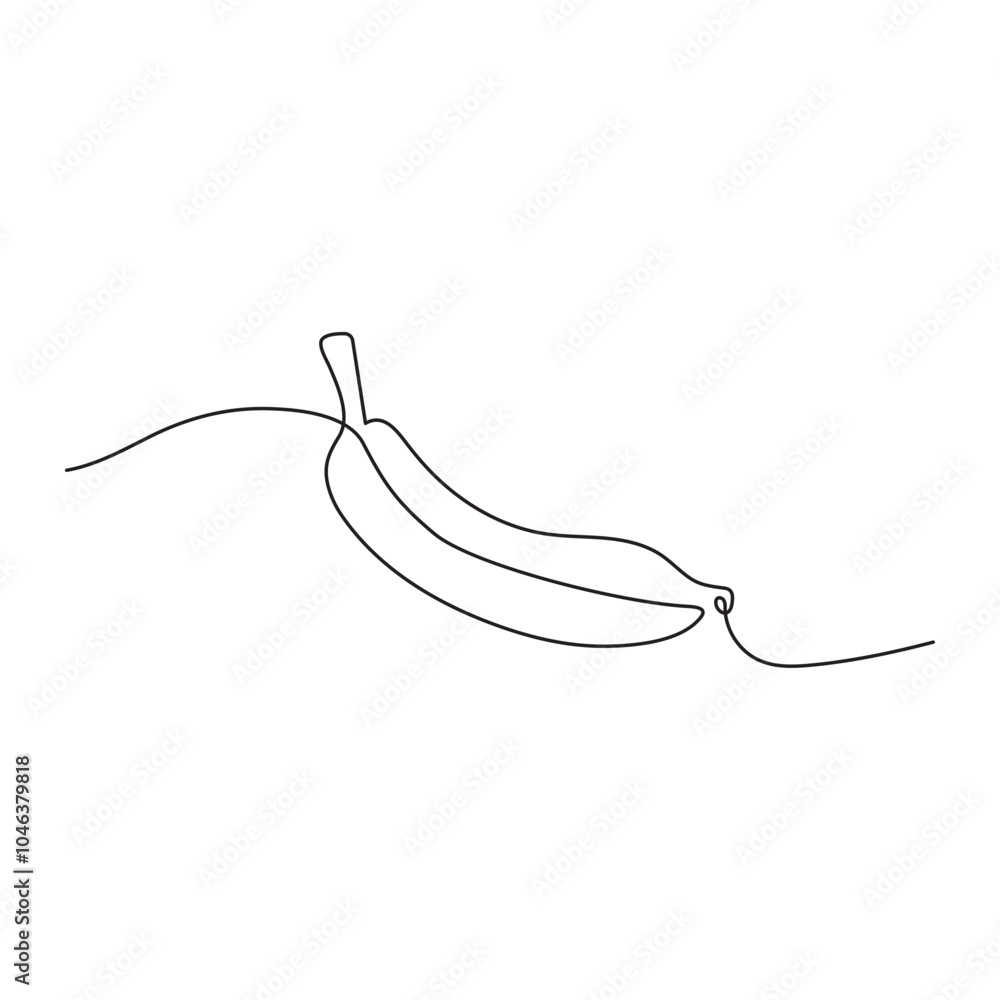 Banana continuous single line art drawing. Banana fruit minimal art style. Banana continuous single line art drawing. Banana fruit minimal art style.