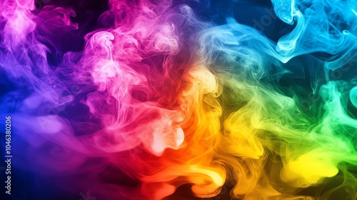 Colorful abstract smoke on black background