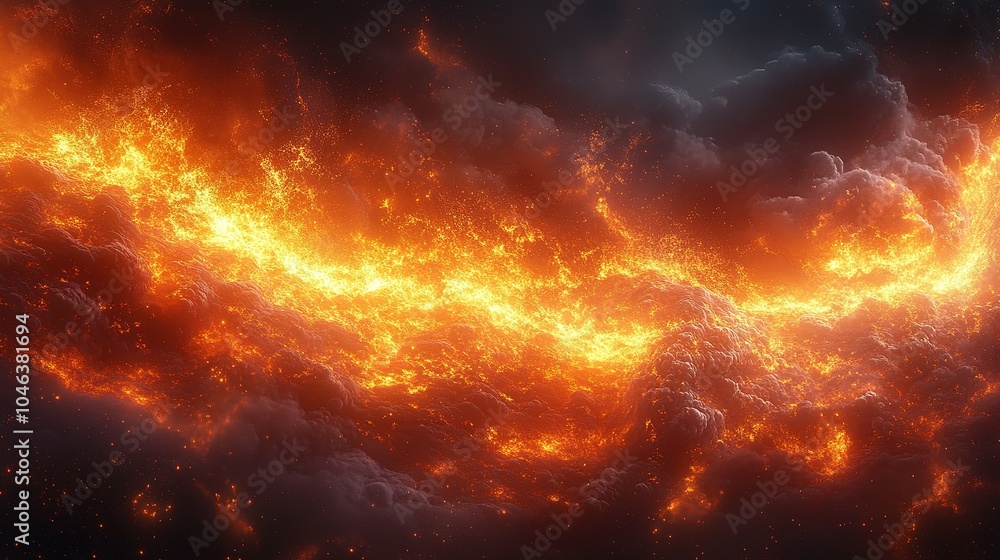 Fiery Abstract Background with Swirling Flames and Embers Fiery Abstract Background with Swirling Flames and Embers
