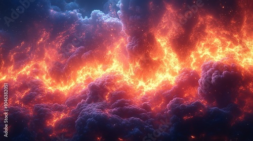 Wallpaper Mural Fiery Eruption Through Dark, Dense Clouds Torontodigital.ca